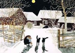 Harald Wiberg - Tomte mit zwei Katzen