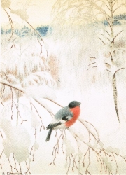 Theodor Severin Kittelsen - Dompfaff auf vereistem Zweig